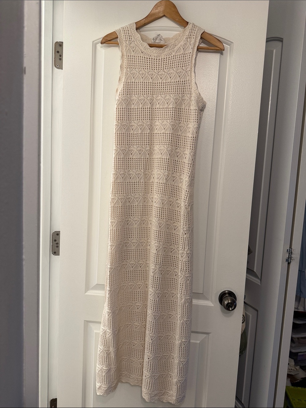 Sleeveless Crochet Maxi Dress - Cream
